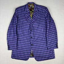 Richard Anderson Bespoke Sport Coat Blazer  Purple Gingham Check England picture