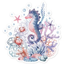 Seahorse Crab Coral - Vinyl Decal Sticker - Car Window Laptop - ebn11658 picture