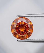 AAA+ 2 Ct Round Cut, Fancy Orange Color Loose VVS1 Diamond 8.50 MM Gemstone +Gif picture