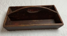 Antique Primitive Knife Box, Wood, With Handle, Old Red Paint picture