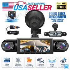 4-Channel Dashcam 360° 1080P HD Car Dash Cam Front Rear Inside Left Right picture