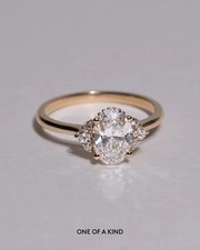 9K Yellow Gold 1ct Oval Lab Grown Diamond Engagement Ring with VVS-VS F-G picture
