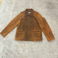 The Territory Ahead Men's Brown Leather Zip Jacket Lined Pockets Short M 42