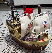 Vintage Redbox Pirate Ship w/ Sails Plastic Beige Brown White Red picture