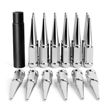 14x1.5 Spiked Lug Nuts 6x5.5 Chevy, Chrome Spike Chevy 24PC, Silver picture
