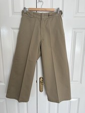 Dickies x BEAMS BOY Wide Leg Cropped Pants Size 30 Beige Khaki Work Trousers 24