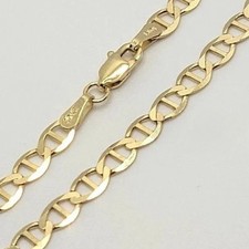 10K Solid Yellow Gold Link Chain Bracelet Necklace 3.2mm~6mm Size 7