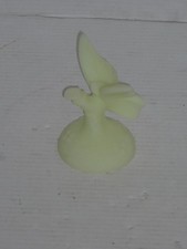 VINTAGE FENTON SATIN GREEN GLOW URANIUM GLASS BUTTERFLY ON PERCH PLEASE READ picture