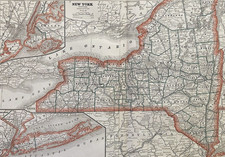 1883 New York LARGE Antique Map 1883, Cram's Atlas STUNNING DETAIL Long Island picture