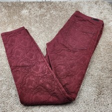 Pilcro and the Letterpress Serif Burgundy Floral Jacquard Skinny Pants 31 Tall picture
