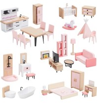 32pcs Wooden Dollhouse Furniture Set 5 Rooms picture