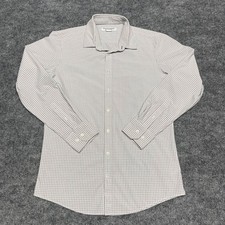 Mizzen+Main Shirt Mens Medium White Navy Grid Trim Fit Leeward Performance picture