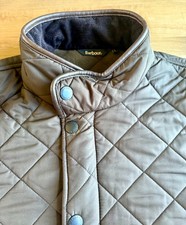Barbour Powell Quilted Jacket Size Large L Olive Green Fleece Lined Men's Coat picture