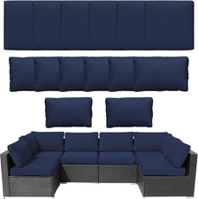 Navy Blue 14-Piece Outdoor Sofa Cushion Covers, Waterproof & Anti-Fading picture