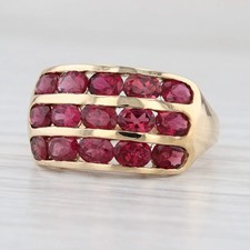 2.55ctw 3-Row Rubellite Tourmaline Ring 14k Yellow Gold Size 7 picture