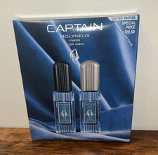 Vtg Captain Molyneux Paris For Men 2pc Gift Set 2.5oz EDT & After Shave USA Rare picture