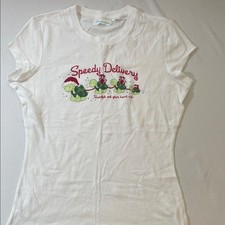 Aeropostale Baby Tee S/M Vintage 90s Y2K Christmas Aero Santa Turtle T-Shirt Top picture
