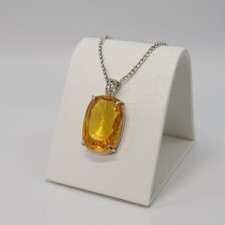 100-110 Ct Yellow Sapphire Cushion Pendant, Warm Golden Statement Necklace picture
