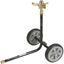 Strongway Wheeled Sprinkler, 3/4in. Brass Head with 2 Nozzles, 8in. Poly Wheels picture