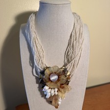 Vintage 1980s Nightingale Sherry De Pee Runway Statement Necklace Flowr Amber AB picture