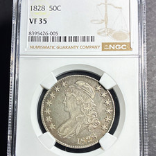 1828 Capped Bust Half Dollar 50C Silver Philadelphia Business Strike NGC VF35 picture