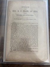1854 Benjamin F Wade Kansas Nebraska Speech Slavery 16pp Antebellum Pamphlet picture