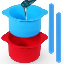 Mity rain 2pcs Silicone Wax Warmer Liner, Non-Stick Pot Blue+Red picture