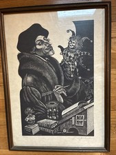 Fritz Eichenberg Woodcut, “Dame Folly Speaks” Rare Large Size, Ed of 100, Signed picture