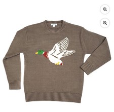 Mighty Fine Women's Brown Crewneck Long Sleeve Knit Duck Sweater Size Lg New picture
