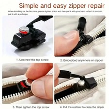 Universal Quick Fix Zipper Repair Kit Detachable Slider Replacement. picture