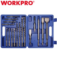 WORKPRO 17PC SDS-Plus Rotary Hammer Drill Bits Chisel Set Carbide-Tipped Masonry picture