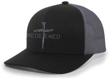 Christian Redeemed Cross Nails Mens Embroidered Mesh Back Trucker Hat picture