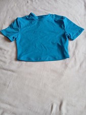 Skims Recycled Swim Cropped T-Shirt Women's XXS Turquoise SW-TSH-0746 G59 picture