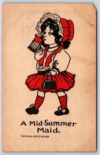 1907 A Mid-Summer Maid D Hillson Antique Comic Postcard Red Black picture