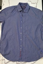 Robert Graham Blue Geometric and Paisley-accented Button-up Shirt Size Large picture