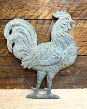 Antique Solid Cast Aluminum Rooster Door Stop Decor picture