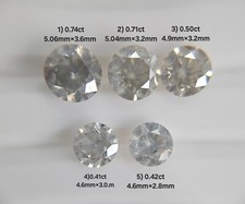 5pcs (size in description) Natural Round Light Greyish Brilliant cut Round fancy picture
