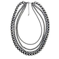 Tipi Western Silver-Tone 4-Layer Navajo Pearl Style Statement Necklace NWT picture