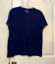Express Men's L Navy Solid Crew Neck Short Sleeve T-Shirt Regular Fit picture