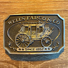 Vintage Wells Fargo & Co Stagecoach 100% Sterling Silver Belt Buckle 129g 1973 picture