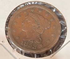 1853 Braided Hair Liberty Head Large Cent 1C Copper KM#67 picture