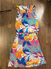 J.Crew Colorful Tropical Two-Piece Skirt Set- Sleveless Top and Wrap Style Skirt picture