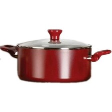 T-FAL ~ RED ~ 5 Quart ~ Aluminum ~ Stewpot w/Glass Lid ~ Non-Stick Interior picture