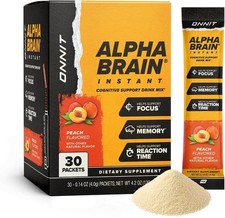 Onnit Alpha BRAIN Instant Peach Flavored /30 Count- 05/2027 -  Shipping Free NEW picture