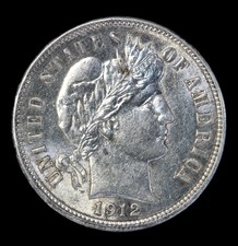 1912-10C Barber Dime- Choice AU-Sharpe Details Bright Luster- SMH-2238 picture