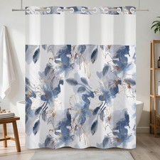 No Hook Floral Shower Curtain with Snap in Liner 71x74 Inch picture