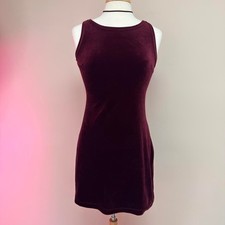 HANA Vintage 90s Burgundy Velvet Mini Dress picture