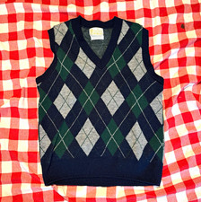 Vintage Sears Kings Road Argyle Knit Sweater Vest Mens M polo true VTG   picture