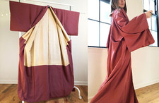 Vintage traditional authentic Japanese kimono, long silk kimono picture