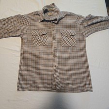 Claybrooke Outdoors Shirt Mens L Brown Check Flannel Long Sleeve Button Up picture